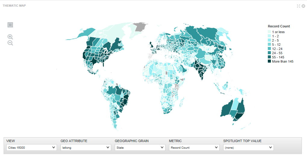 Shows a thematic map with grain set to state.