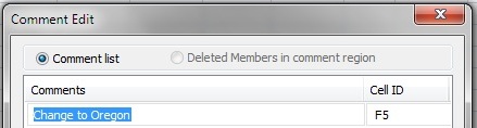 Cell comment highlighted and ready to be deleted in Comment Edit dialog box.