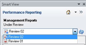 Shows the available options in the Content Selector; in this example, Review 01 and Review 02 are available.