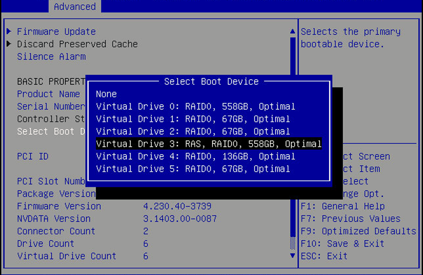 image:“Select Boot Device“ 屏幕的屏幕抓图。