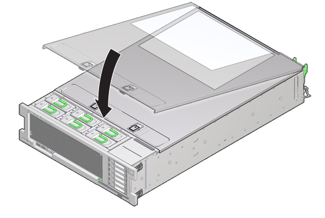 image:Illustration présentant l'installation du capot du serveur.