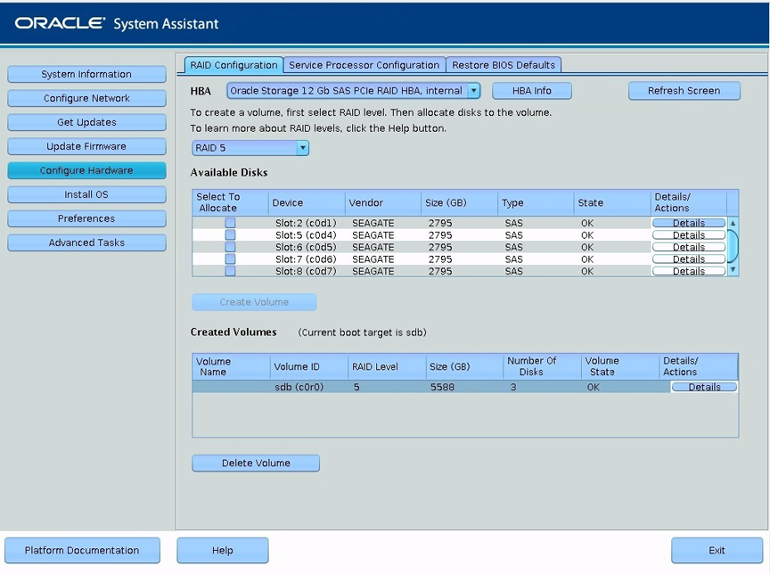 image:Capture d'écran de la page RAID Configuration.