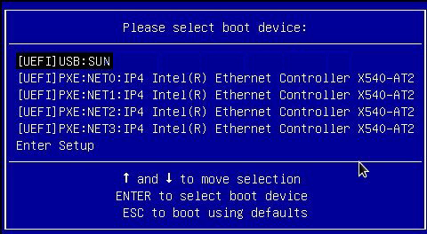 image:Seleccione el menú Boot Device (Dispositivo de inicio) en el modo UEFI.