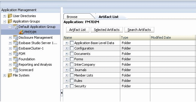 「アプリケーション・グループ」、「デフォルト・アプリケーション・グループ」、「FM7DIM」。