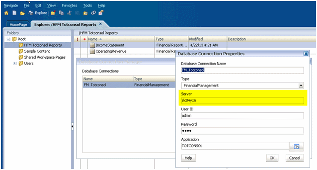 Workspaceに表示されているHFM Totconsolレポート