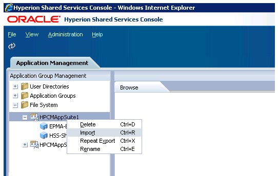 展開された「ファイル・システム」ノードでのHPCMAppSuite1の「インポート」の選択