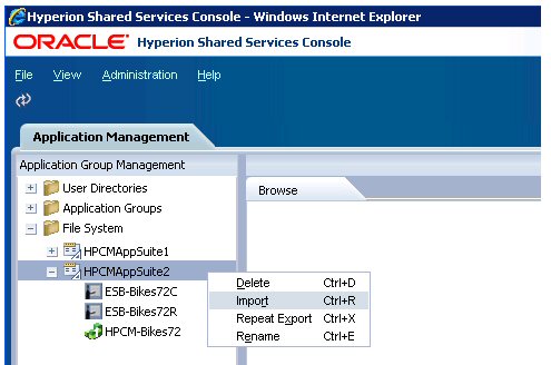 展開された「ファイル・システム」ノードでのHPCMAppSuite2の「インポート」の選択