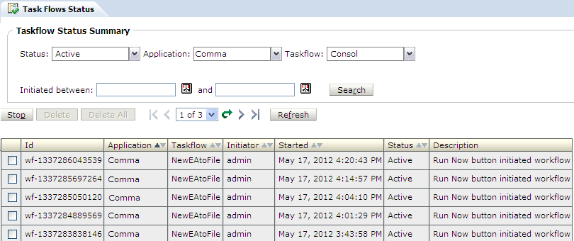 この画像には、タスクフロー・ステータス(要約)ページが表示されています。