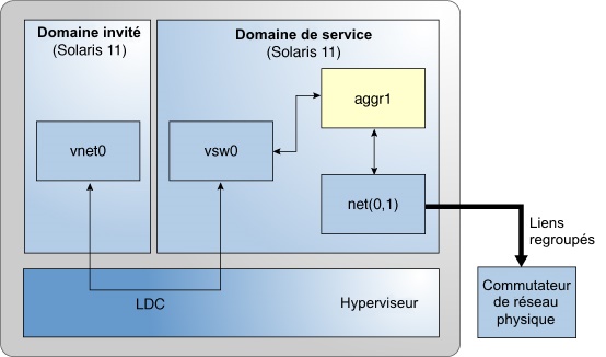 image:Le schéma montre comment configurer un commutateur virtuel pour utiliser un groupement de liaisons comme décrit dans le texte.