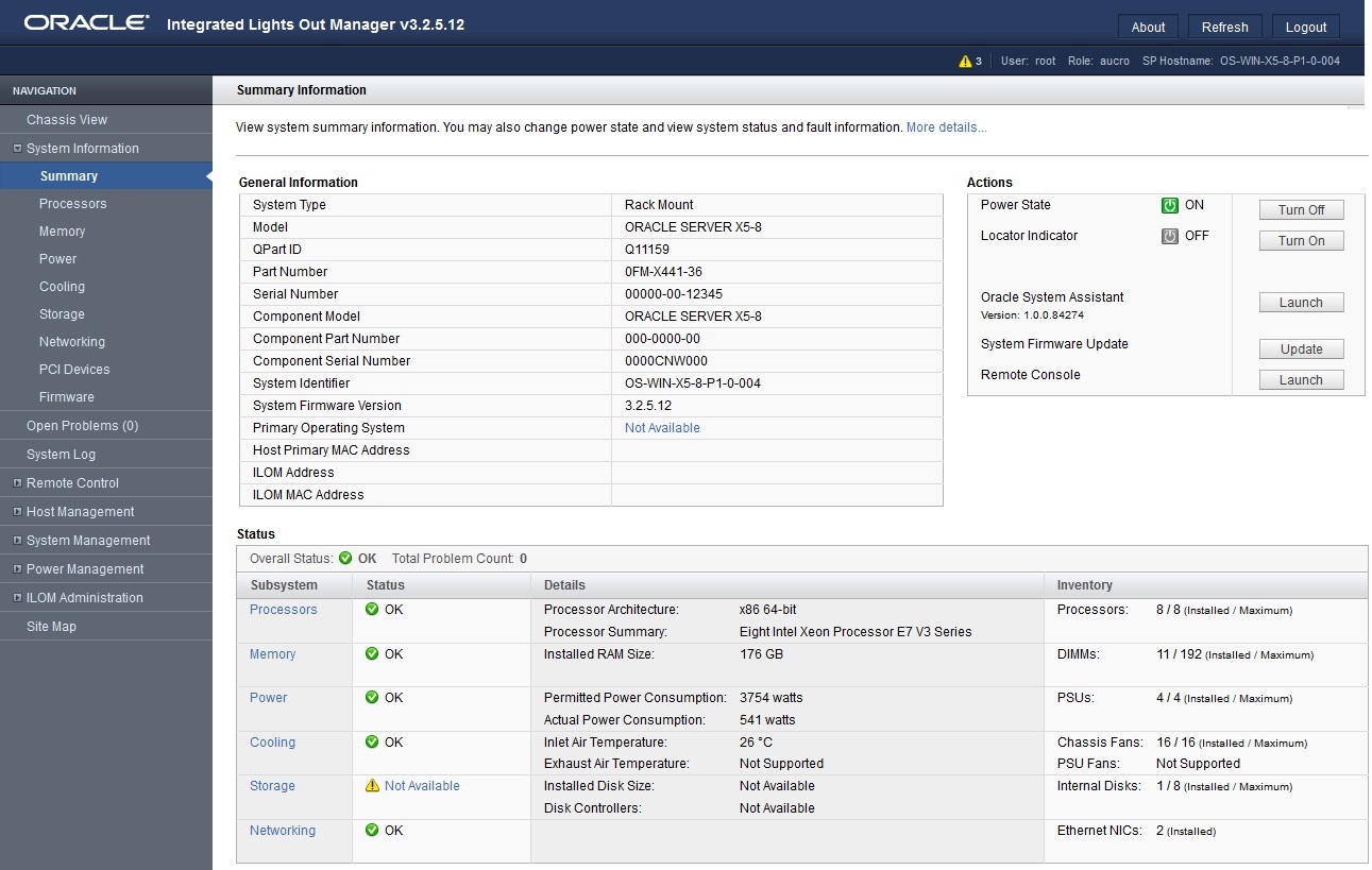 image:「Oracle System Assistant Launch」ボタンが表示されている画面。