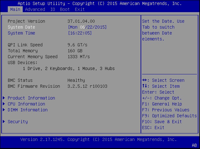 image:Gráfico en el que se muestra el menú Main (Principal) de la utilidad de configuración del BIOS.