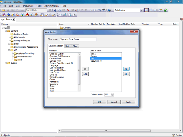 Configure View Columns Step 9