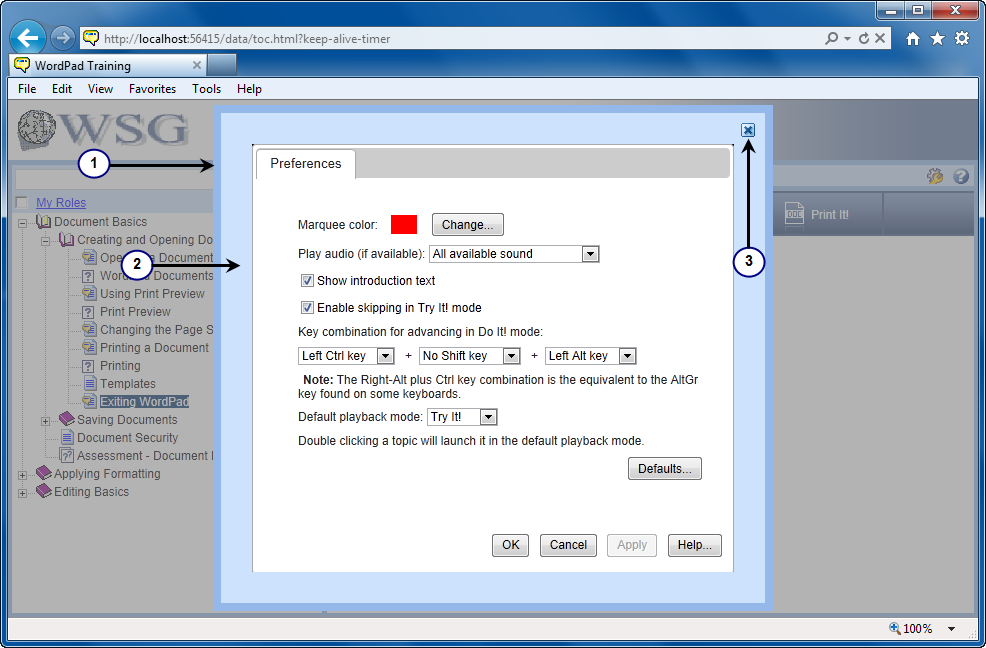 The pref.jpg graphic shows customizations to the Preferences dialog box. Customizations include the thin border around the dialog box, the thicker border inside the outer border and the image used to close the dialog box.