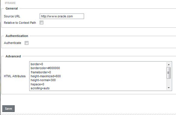 「IFrame」コンポーネントの編集ビュー