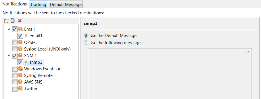 Example of SNMP alert destination