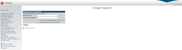 Change admin password