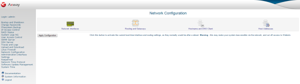 Network configuration WAI page