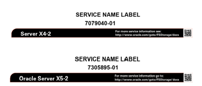 Service labels to identify the Pilot model (X4–2 vs X5–2)