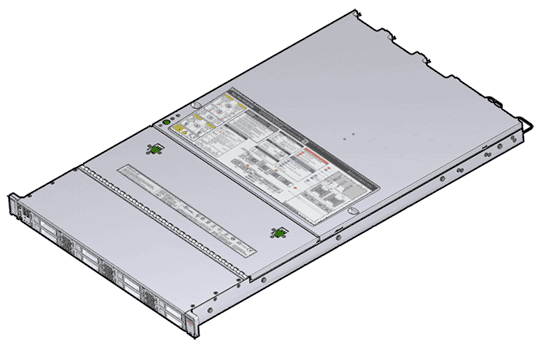 The front view of the DE2-24P Brick shows the LEDs and the 24 SSF SAS-2 drive slots. 