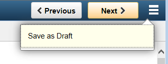 Guided process Actions List menu with “Save as Draft” custom button