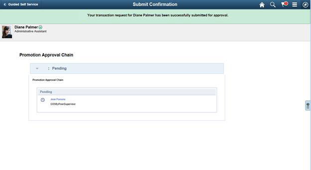 Confirmation page successfully submitted for approval