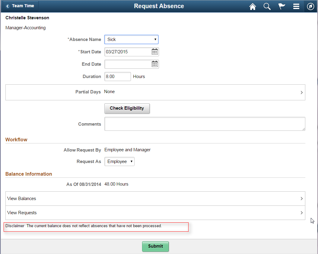 additional information balance info section 