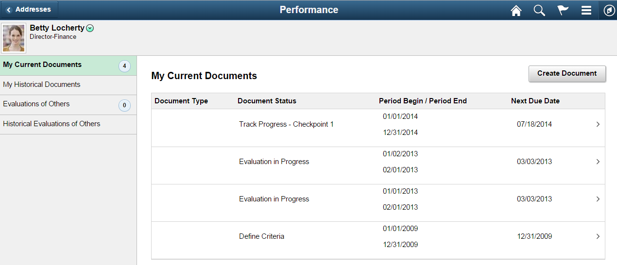 User is transferred to the Performance component (2 of 2)