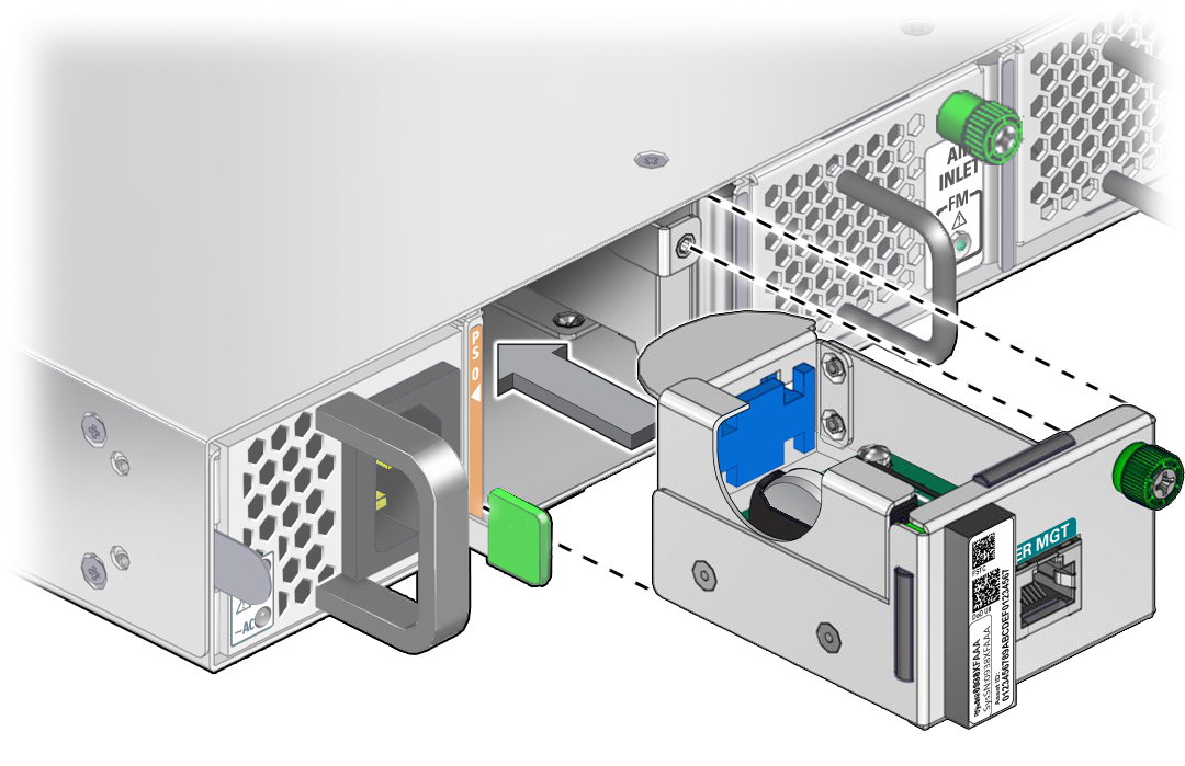 image:Illustration shows the SER MGT module being installed.