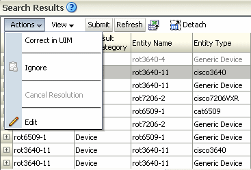 Shows resolution action label