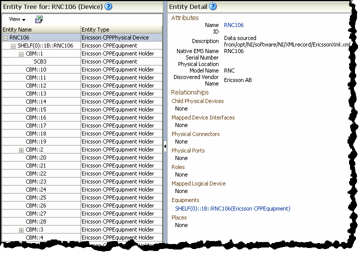 Displays a sample discovered physical device hierarchy