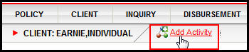 Client Add Activity Link