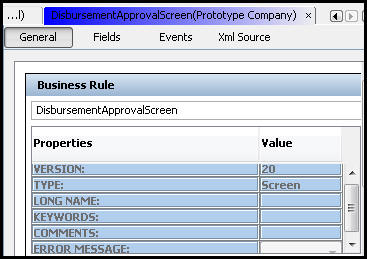 General Pane of disbursement approval screen