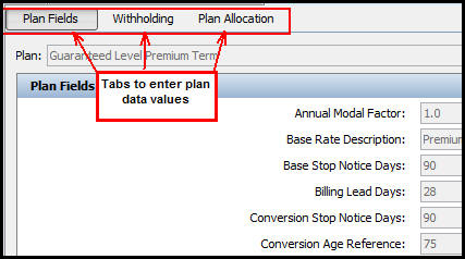 Plan Data Tabs 