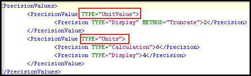 PrecisionValues Rule XML