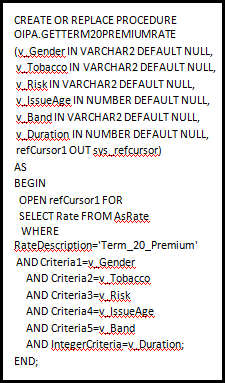 Rate Stored Procedure