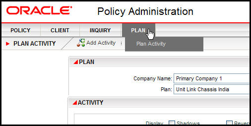 Plan level activities on OIPA Main Menu