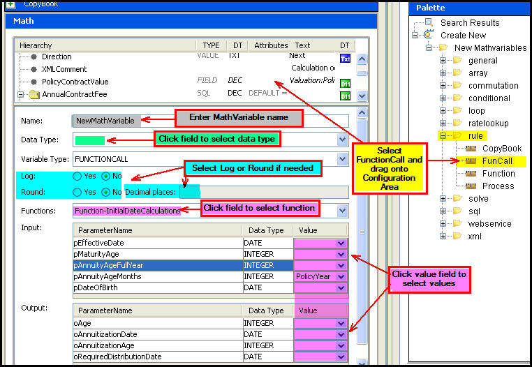 Function open in Configuration Area