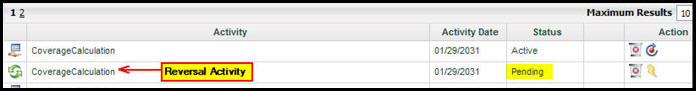 Reversal activity in pending status