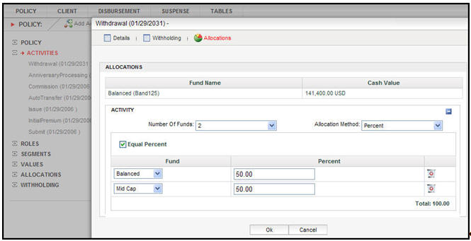 Allocation details in OIPA system