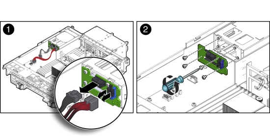 image:Figure showing how to remove the boot disk backplane.