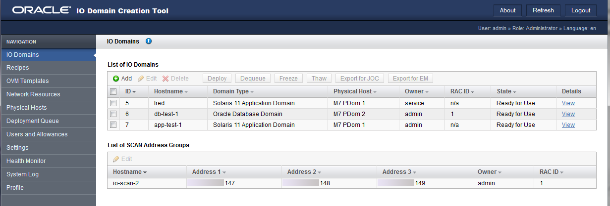 image:屏幕抓图中显示了 “I/O Domains“（I/O 域）屏幕。