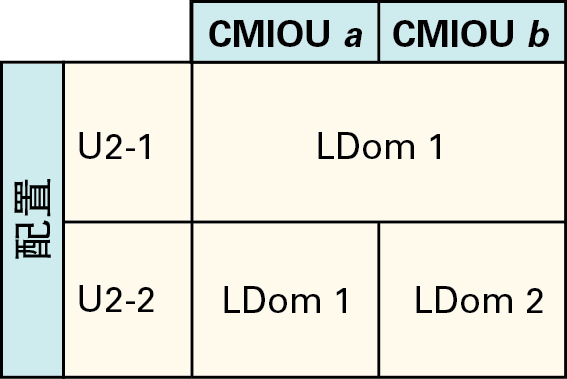 image:图中显示了具有两个 CMIOU 的 PDomain 的 LDom 配置。