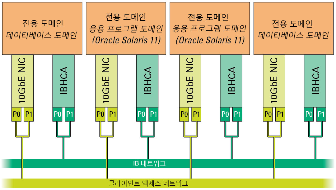 image:10GbE 및 IB 네트워크에 대한 전용 도메인 연결을 보여주는 그림입니다.