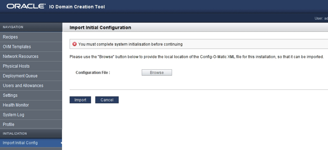 image:Captura de pantalla en la que se muestra la pantalla de configuración de importación.
