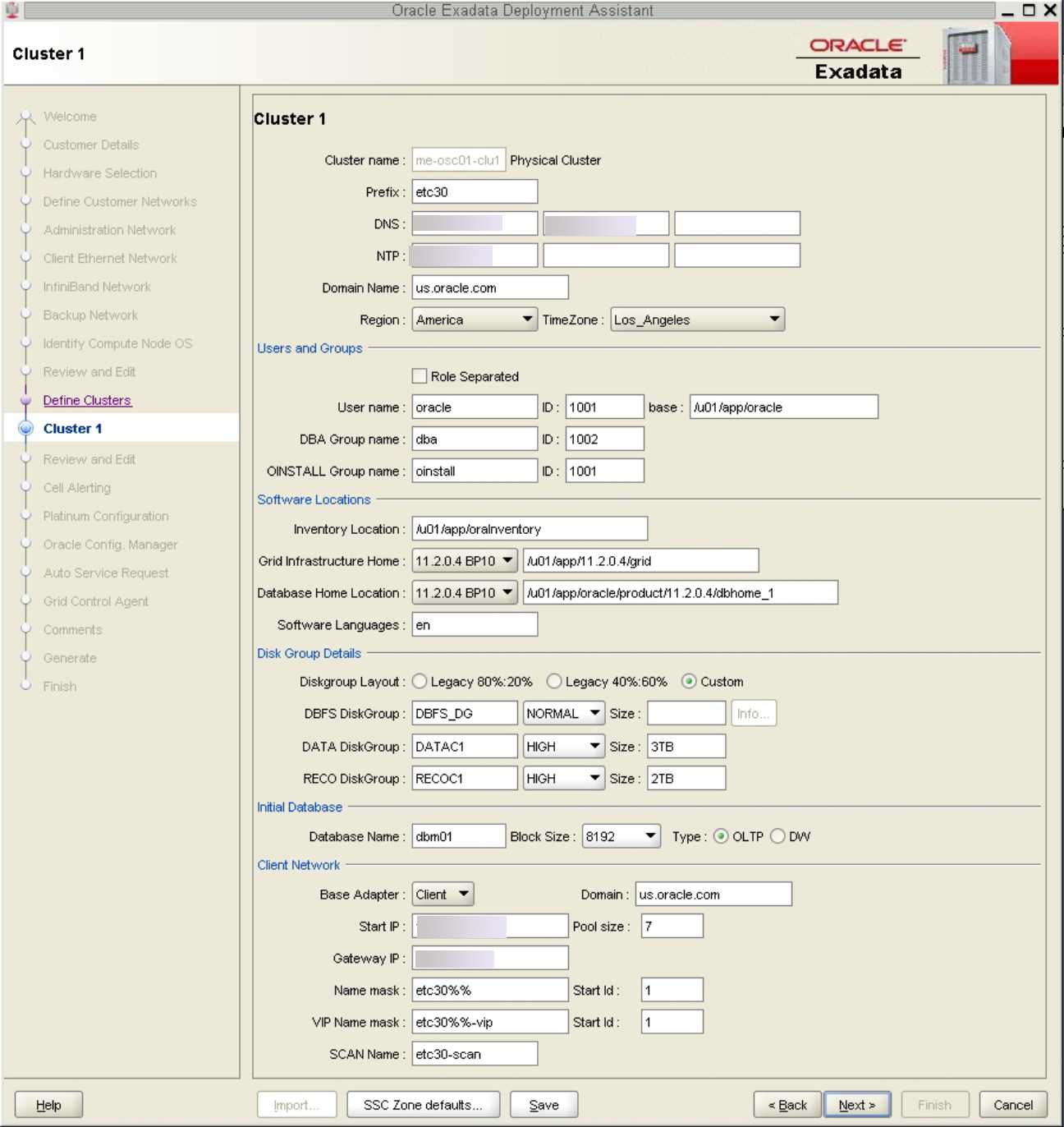 image:Captura de pantalla que muestra la página de configuración de cluster.