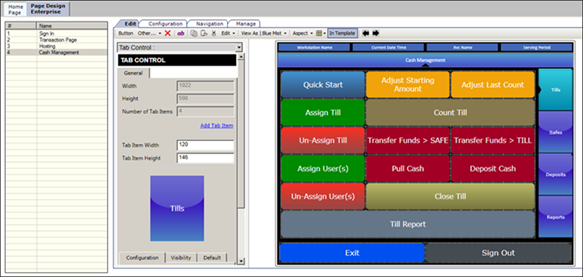 This figure shows an example of a page with ECM functions created in the Page Design module.