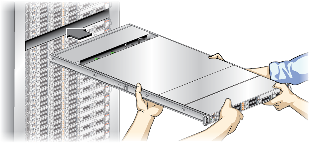 image:Image illustrant l'installation d'un serveur Oracle Server X5-2M.