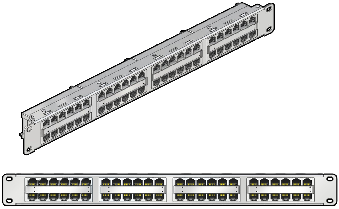 En este gráfico, se muestra el panel de acoplador RJ-45. image:En este gráfico, se muestra el panel de acoplador RJ-45.
