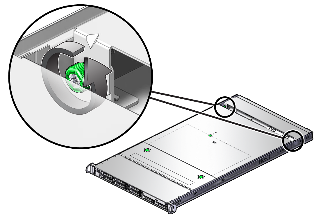 Figura en la que se muestra cómo aflojar los tornillos prisioneros de la cubierta. image:Figura en la que se muestra cómo aflojar los tornillos prisioneros de la cubierta.