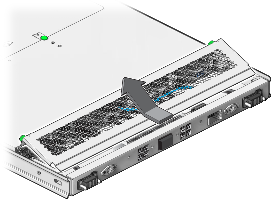 Figura en la que se muestra cómo extraer la cubierta del servidor. image:Figura en la que se muestra cómo extraer la cubierta del servidor.